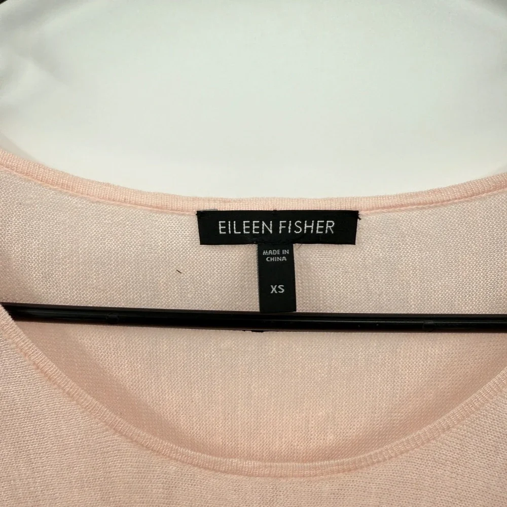 Eileen Fisher XS‎ Pink Linen Knit Top Dolman Sleeve Lightweight Sweater